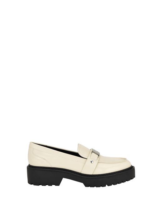 Calvin Klein Suzette Lug Sole Bit Loafer in White | Lyst