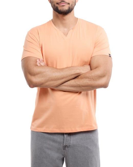 Xray Jeans Blue Split Neck Cotton T-Shirt for men