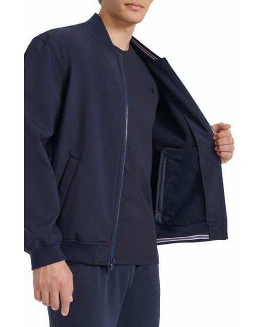 Champion Blue Softshell Varsity Bomber Jacket for men