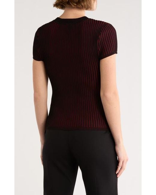 DKNY Black Short Sleeve Rib Knit Sweater