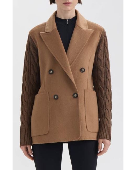 Hunter Brown Double Breasted Wool Blend Jacket