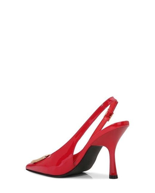 BERNESS Red Buckle Slingback Stiletto Pump