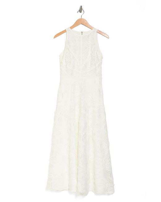 Ted Baker White Ullaa Rose Textured Sleeveless Midi Dress