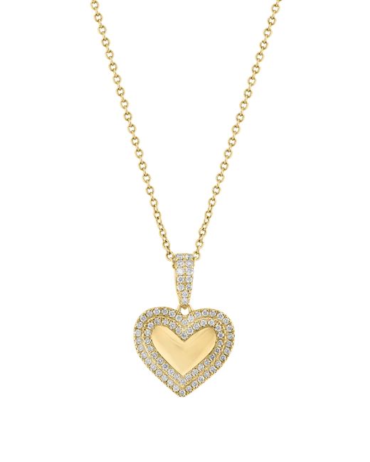 Effy Metallic 14k Yellow Gold Diamond Heart Pendant Necklace