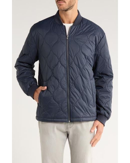 14th & Union Blue Quilted Bomber Jacket for men