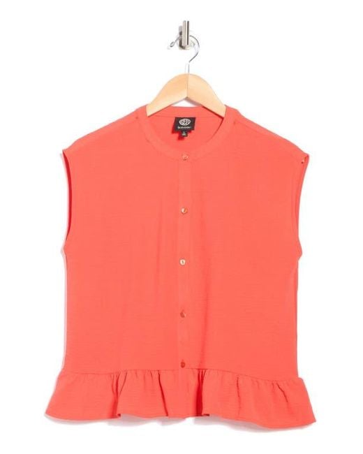 Bobeau Red Airflow Sleeveless Button-Up Top