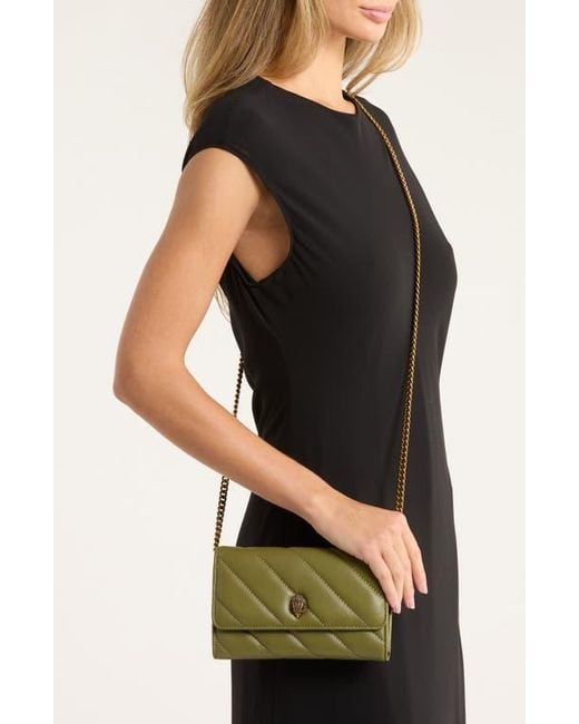 Kurt Geiger Green Soho Leather Wallet On Chain