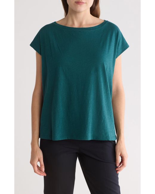 Eileen Fisher Green Boxy Cotton Top