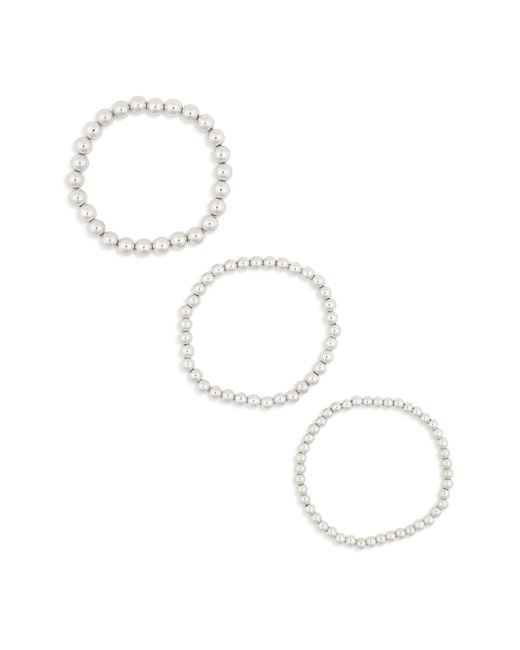 Nordstrom White Orb Bead 3-pack Stretch Bracelets