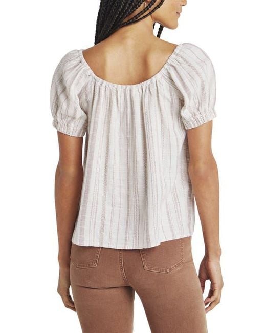 Splendid White Farrah Stripe Puff Sleeve Top