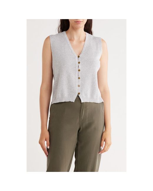 INDUSTRY REPUBLIC CLOTHING Blue Button Front Cotton Blend Sweater Vest