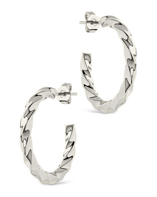 Sterling Forever White Chandler Twisted Hoop Earrings
