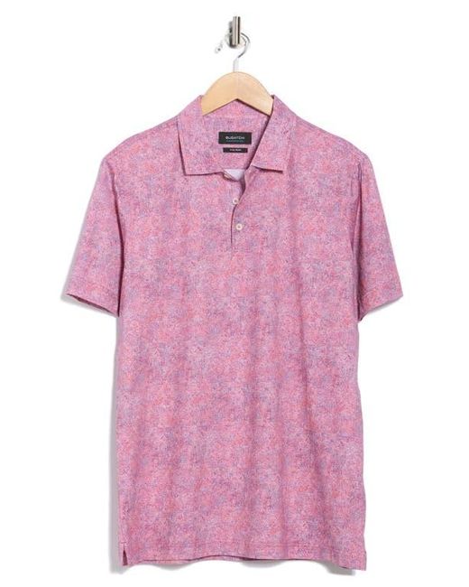 Bugatchi Red Abstract Print Stretch Cotton Polo for men