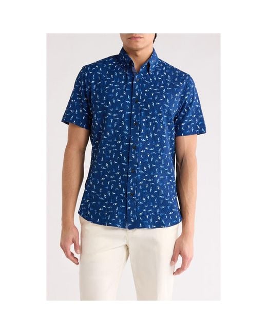Con.struct Blue Sailboat Seersucker Button-Down Shirt for men