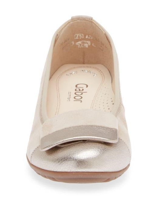 Gabor White Metallic Ballet Flat