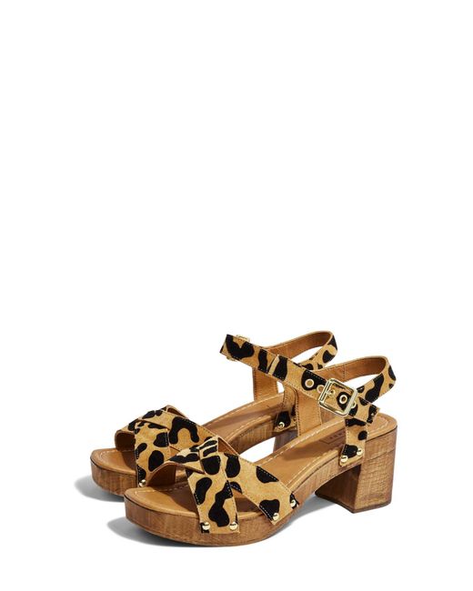 TOPSHOP Brown Veronica Leather Leopard Clog Sandals