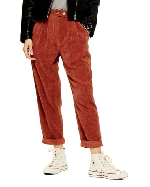 TOPSHOP Straight Leg Cord Trousers in 