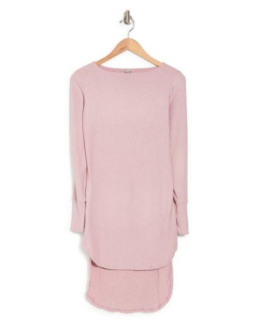 Go Couture Pink Boatneck High/Low Hem Tunic Top