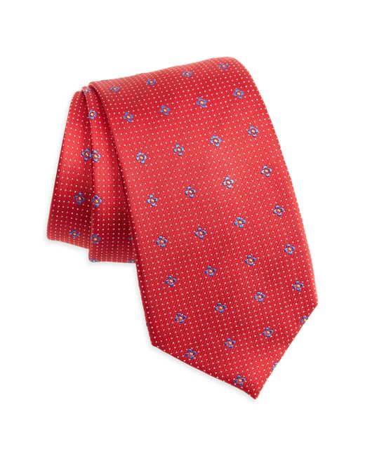 Duchamp Red Floral Silk Tie for men