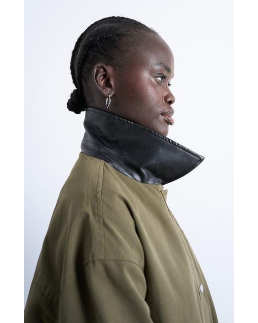 TOPSHOP Green Mixed Media Shacket