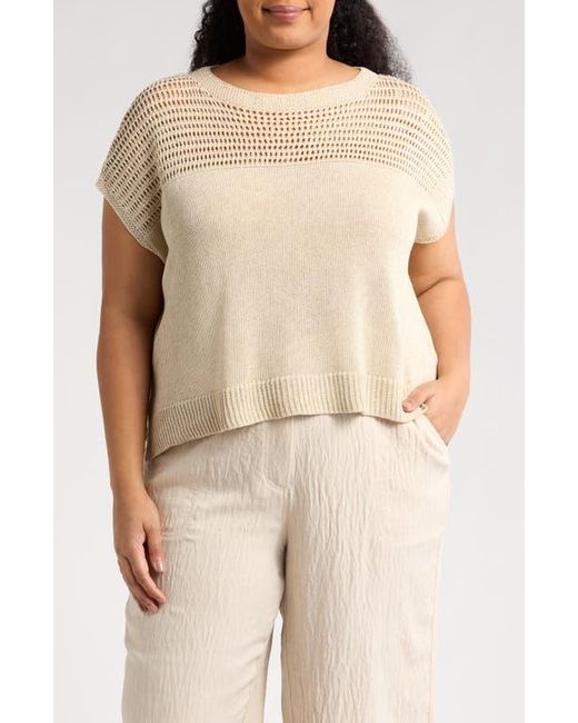 Max Studio Natural Open Weave Dolman Sweater