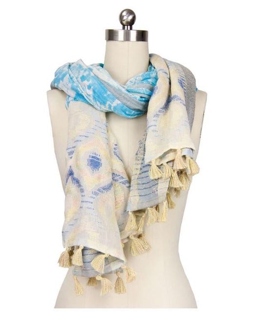 Saachi Blue Misty Mixed Border Scarf
