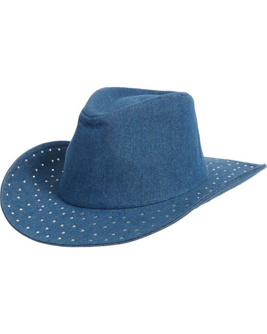 David & Young Blue Rhinestone Embellished Cowboy Hat