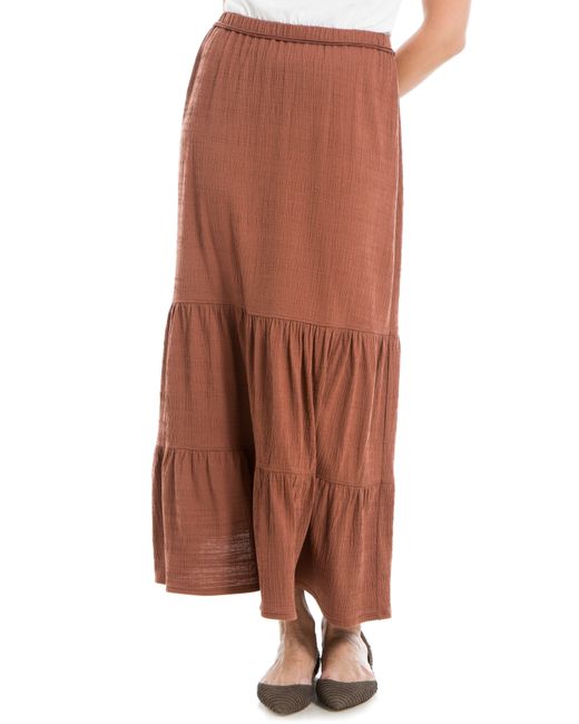 Max Studio Brown Textured Knit Tiered Maxi Skirt