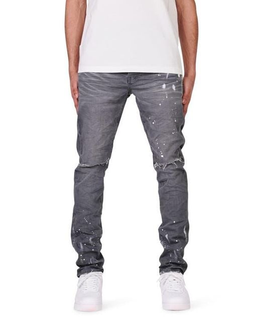 Purple Brand Multicolor Painted Ripped Knee Slit Skinny Jeans for men