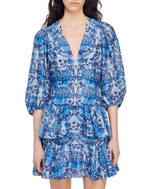 chinese dress ladies Sandro // Blue Knit Buttoned Dress  VSP Consignment