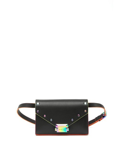 MICHAEL Michael Kors Black Leather Neon Edgepaint Belt Bag