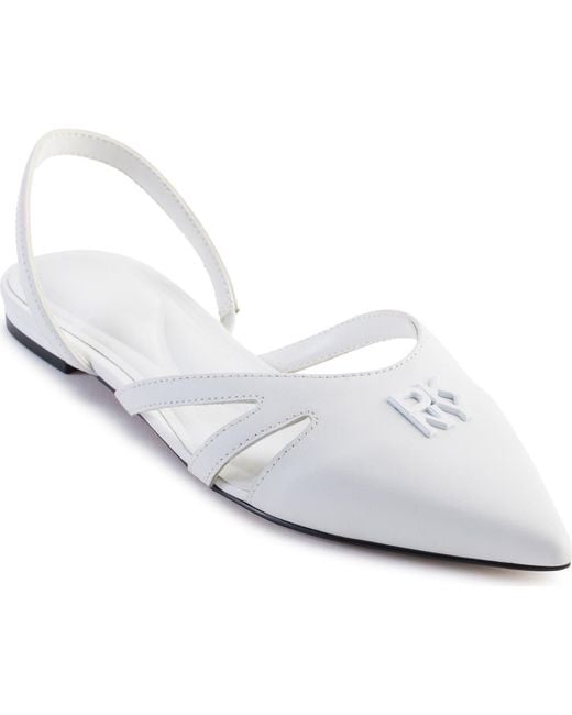DKNY White Verity Pointed Toe Slingback Flat