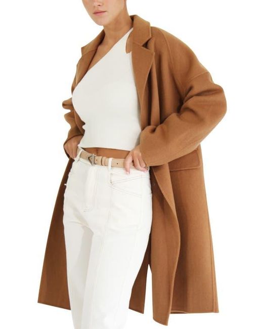 Belle & Bloom Brown Amnesia Oversize Double Breasted Wool Blend Coat