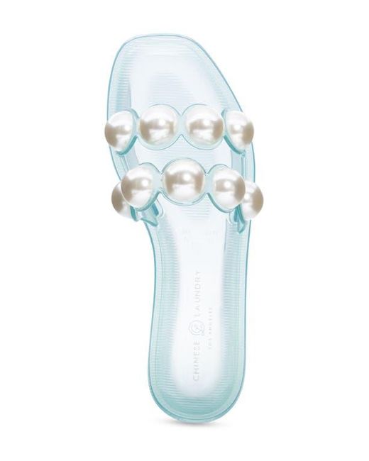 Chinese Laundry Blue Carlo Pearly Double Strap Slide Sandal