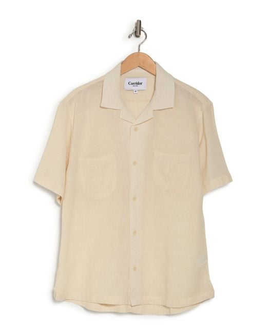 Corridor NYC White High Twist Horseshoe Cotton Short Sleeve Button-up Camp Shirt for men