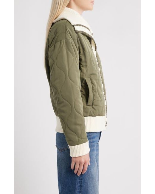 Thread & Supply Natural Knit Collar Quilted Jacket