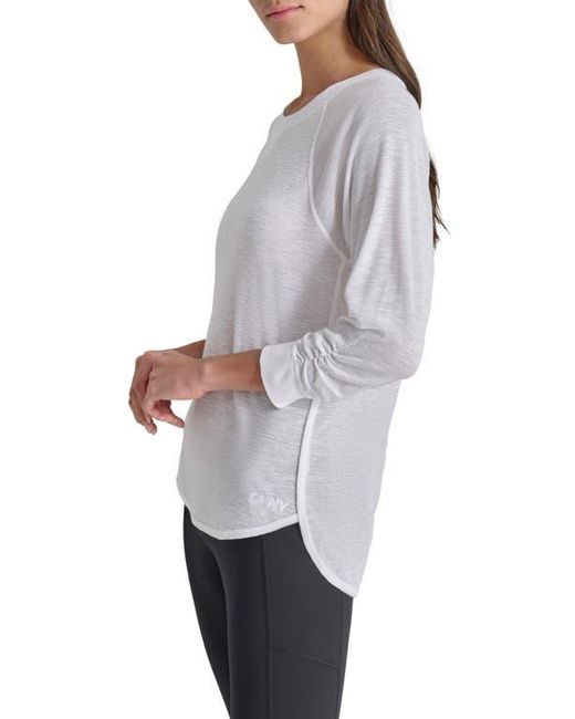 DKNY White Slub Waffle High-Low T-Shirt