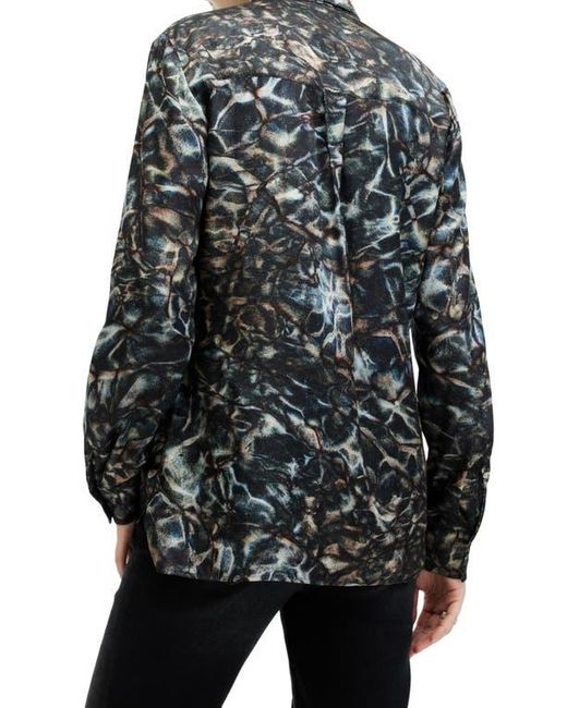 AllSaints Black Toni Caladesi Tie Neck Button-Up Shirt
