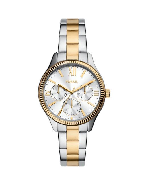 Fossil Metallic Rye Multifunction Two Tone Bracelet Watch, 36Mm for men