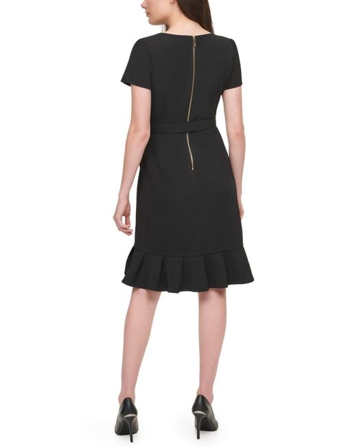 Calvin Klein Black Short Sleeve Wrap Style Dress