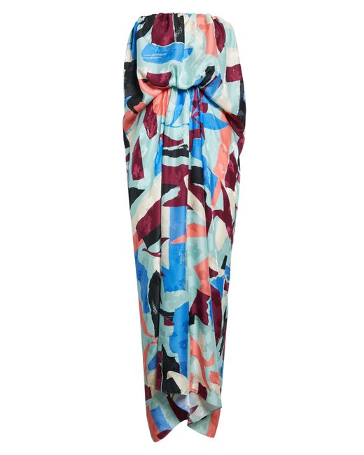 Tanya Taylor Zena Strapless Coverup Silk Maxi Dress In Tropical