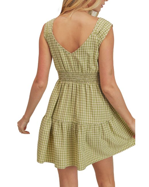Lush Green Sleeveless Gingham Mini Dress