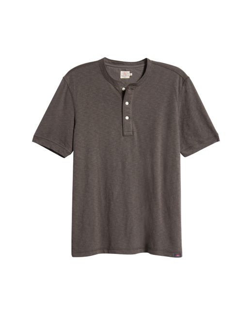 Faherty Brand Gray Short Sleeve Heathered Cotton Blend Henley for men