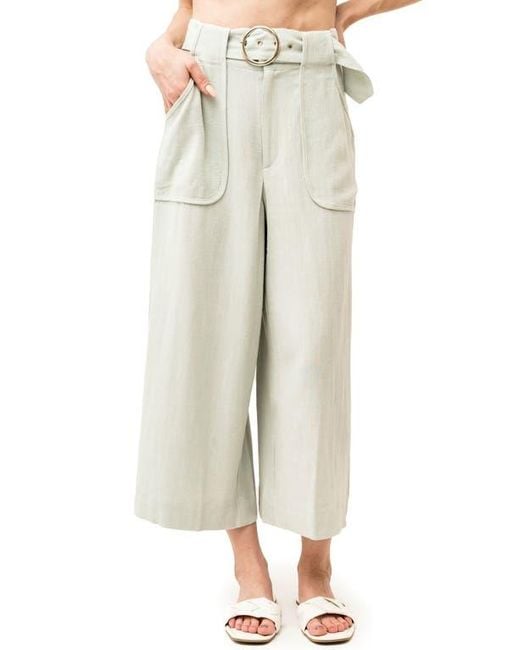 Gibsonlook Natural Belted Crop Wide Leg Pants