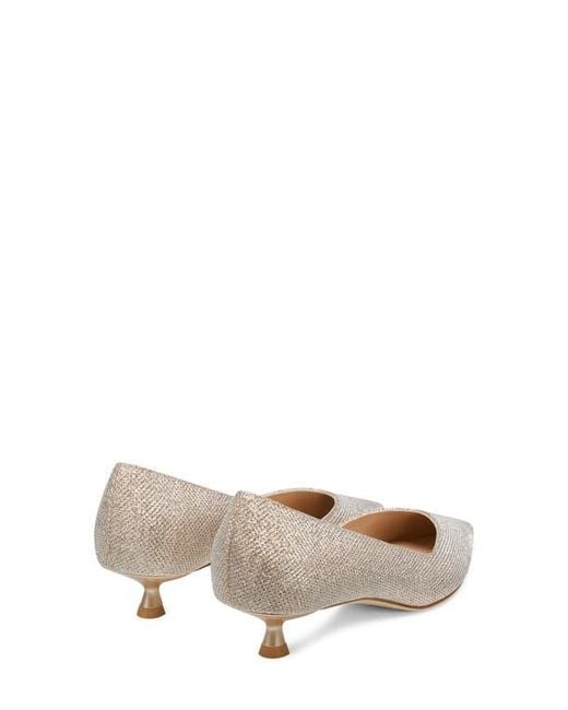 Stuart Weitzman White Eva Kitten Heel Pointed Toe Pump