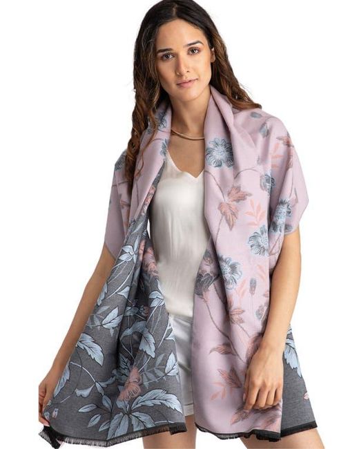 Saachi Gray Floral Pattern Reversible Scarf