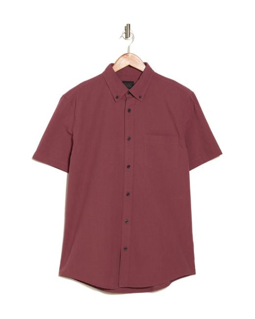14th & Union Red Short Sleeve Seersucker Button-down Shirt for men