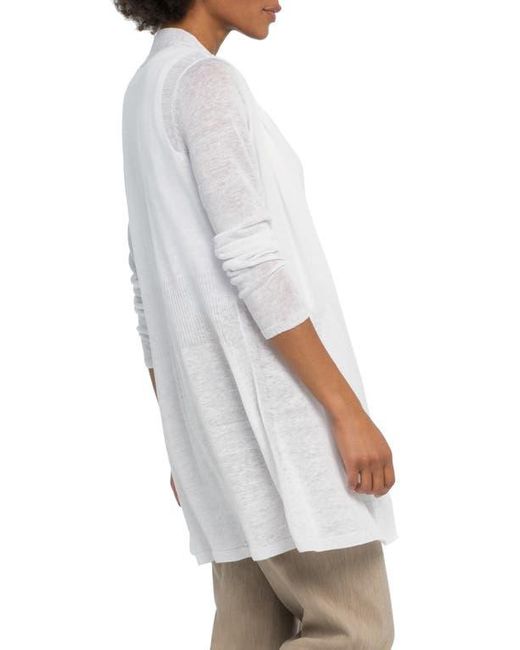 NIC+ZOE White Open Front Linen Blend Long Cardigan