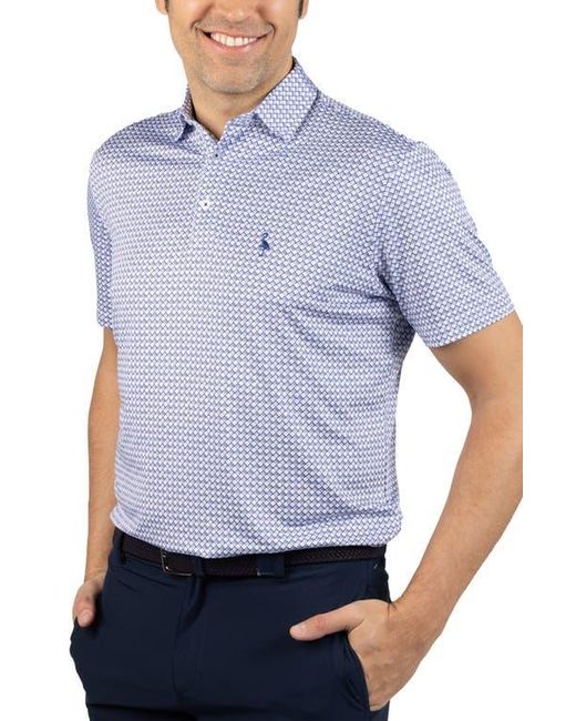 Tailorbyrd Blue Nested Diamond Print Performance Polo for men