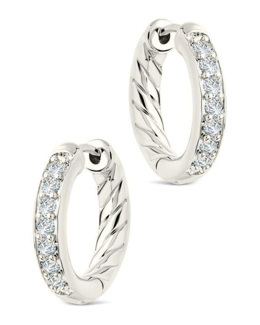Sterling Forever White Dylan Cubic Zirconia Micro Hoop Earrings